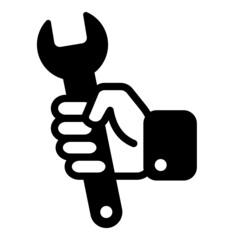 Wrench In Hand Flat Icon Isolated On White Background