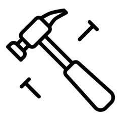 Hammer And Nails Flat Icon Isolated On White Background