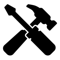 Hammer And Screwdriver Flat Icon Isolated On White Background