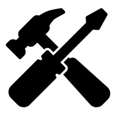 Hammer And Screwdriver Flat Icon Isolated On White Background