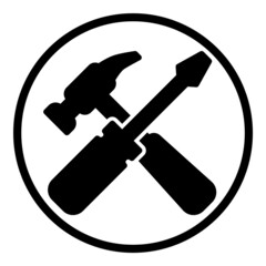 Hammer And Screwdriver Flat Icon Isolated On White Background