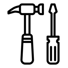 Hammer And Screwdriver Flat Icon Isolated On White Background
