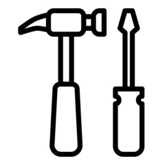 Hammer And Screwdriver Flat Icon Isolated On White Background