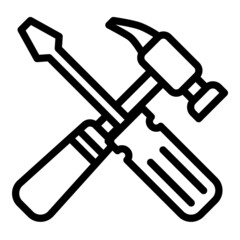 Hammer And Screwdriver Flat Icon Isolated On White Background