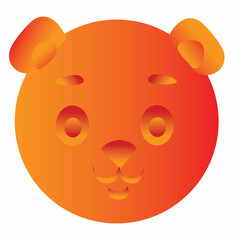 orange bear head molded from plasticine, cartoon illustration, isolated object on white background, vector,