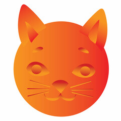 orange cat head molded from plasticine, cartoon illustration, isolated object on white background, vector,
