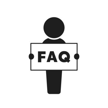 recommend clip art: FAQの文字が書かれた白い紙・パネルを持って立っている人のアイコン