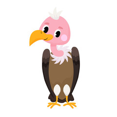 Vector illustration of cartoon cute Vulture on white background