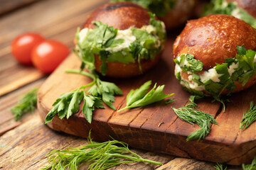 Small, delicious, cheese and parsley pastry