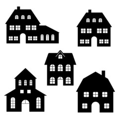 house icons set. silhouette house. Vector EPS 10.