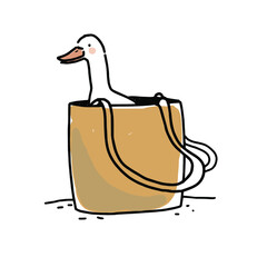 Vector Drawing Bird Goose Doodle  - 498529828