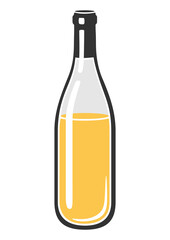Illustration of bottle with white wine. Image for restaurants and bars.