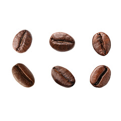 Set of roasted coffee beans isolated on white