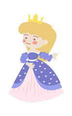 Cute Cartoon Princess. Vector illustration