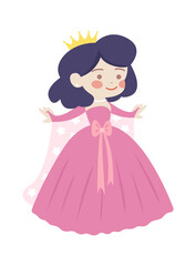 Cute Cartoon Princess. Vector illustration