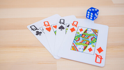 Playing cards and colorful dice_17