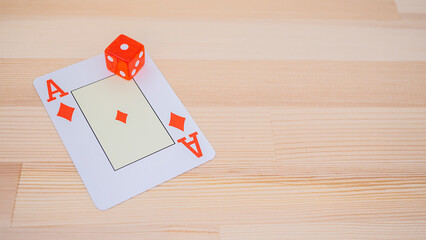 Playing cards and colorful dice_23