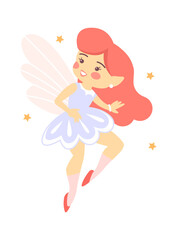 Cute Cartoon Childish Fairy Characters. Vector illustration