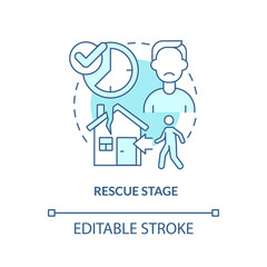 Rescue stage turquoise concept icon. Returning to trauma site. PTSD treatment abstract idea thin line illustration. Isolated outline drawing. Editable stroke. Arial, Myriad Pro-Bold fonts used