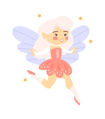 Cute Cartoon Childish Fairy Characters. Vector illustration
