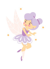 Cute Cartoon Childish Fairy Characters. Vector illustration
