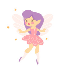 Cute Cartoon Childish Fairy Characters. Vector illustration