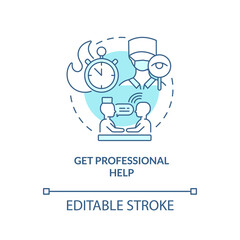 Get professional help turquoise concept icon. Medical service. Self help with PTSD abstract idea thin line illustration. Isolated outline drawing. Editable stroke. Arial, Myriad Pro-Bold fonts used