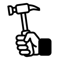 Hammer In Hand Flat Icon Isolated On White Background