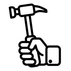 Hammer In Hand Flat Icon Isolated On White Background