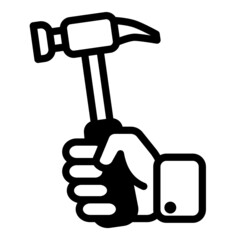 Hammer In Hand Flat Icon Isolated On White Background