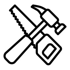 Saw And Hammer Flat Icon Isolated On White Background