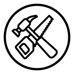 Saw And Hammer Flat Icon Isolated On White Background
