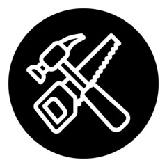 Saw And Hammer Flat Icon Isolated On White Background