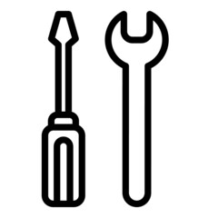 Screwdriver And Wrench Flat Icon Isolated On White Background