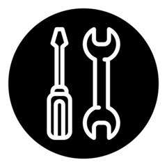 Screwdriver And Wrench Flat Icon Isolated On White Background