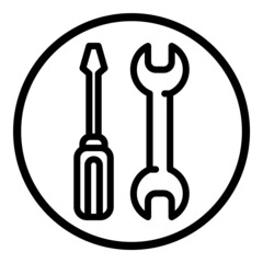 Screwdriver And Wrench Flat Icon Isolated On White Background