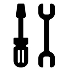 Screwdriver And Wrench Flat Icon Isolated On White Background