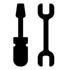 Screwdriver And Wrench Flat Icon Isolated On White Background