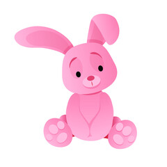 Pink cute bunny sitting