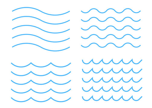 Waves icon. Blue sea ornament symbol. Sign line ocean vector.
