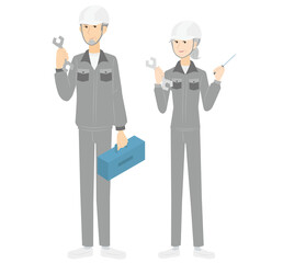 現場作業の仕事に転職をしたシニアの男女