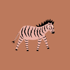 Cute zebra hand drawn vector illustration. African animal in flat style. Adorable baby character. © Елена Радькова