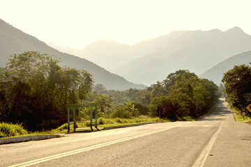 Road at countryside with mountains 