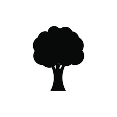 simple tree silhouette icon on white background