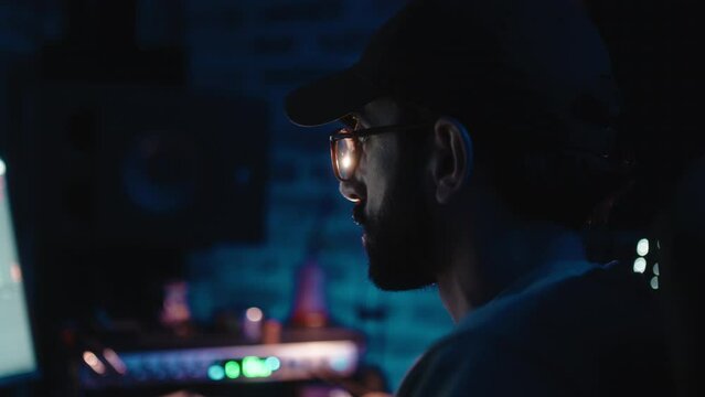 Music producer focused on work