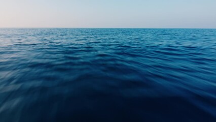 Camera moves over the sea surface at high speed