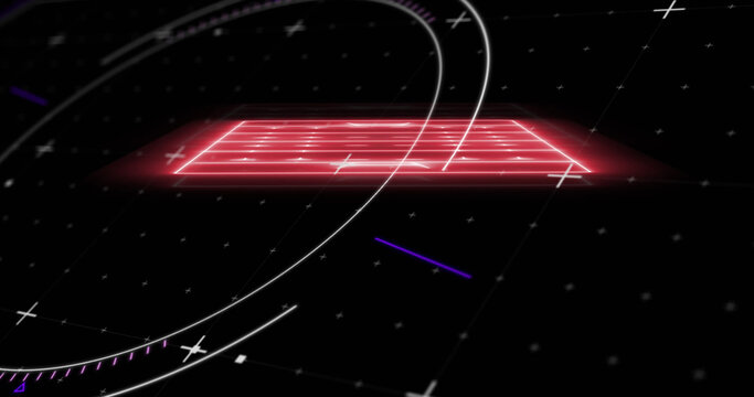Image of neon red sports field and markers - Powered by Adobe