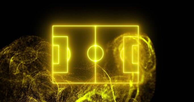Image of neon yellow sports field and neon yellow mesh