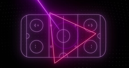 Fototapeta na wymiar Image of purple ice hockey rink and data processing