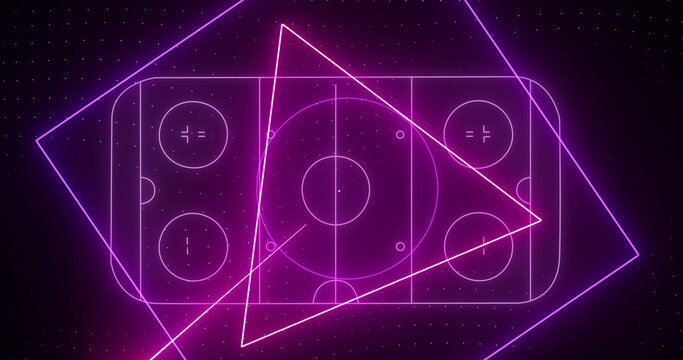 Image of purple ice hockey rink and data processing
